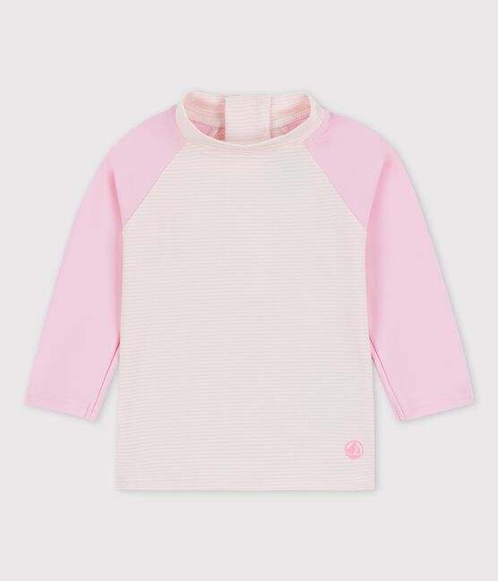 Tee-shirt anti-UV écoresponsable bébé fille/garçon rose MINOIS/blanc MARSHMALLOW