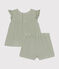 Ensemble blouse et short en gaze de coton bébé vert HERBIER