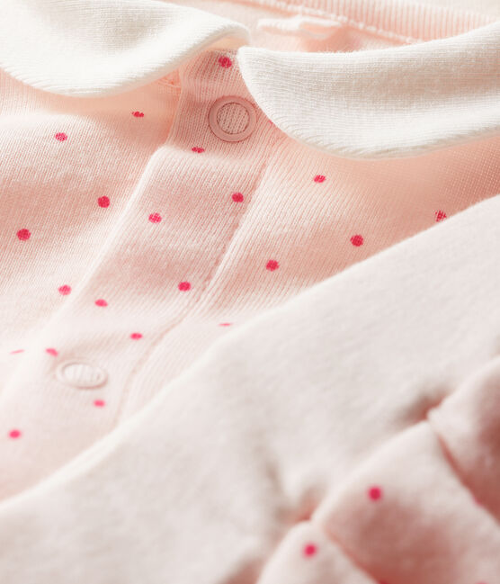 Ensemble 2 pièces bébé fille en côte rose FLEUR/rose GEISHA