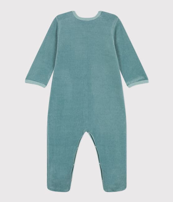 Pyjama bébé ours en velours vert BRUT