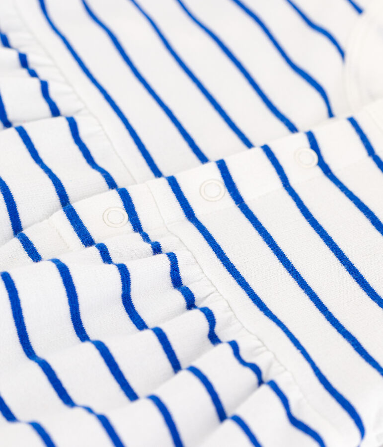 Robe en molleton b&eacute;b&eacute; avec body int&eacute;gr&eacute; blanc MARSHMALLOW/bleu PERSE