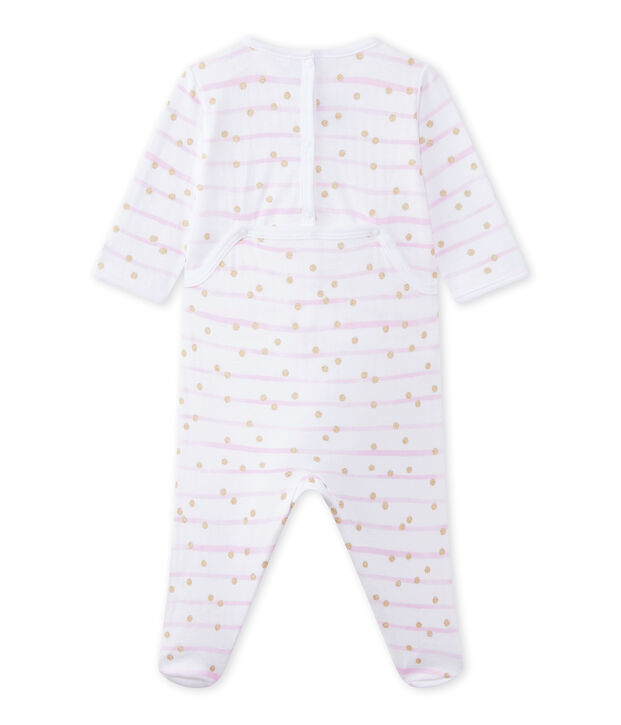 Dors bien b&eacute;b&eacute; fille en tubique ray&eacute; blanc/rose/jaune