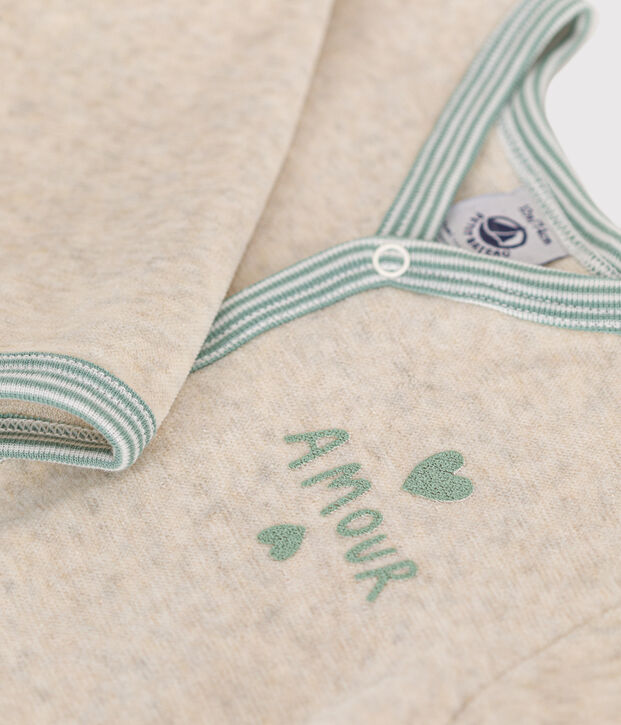 Pyjama  en velours b&eacute;b&eacute; beige chin&eacute;