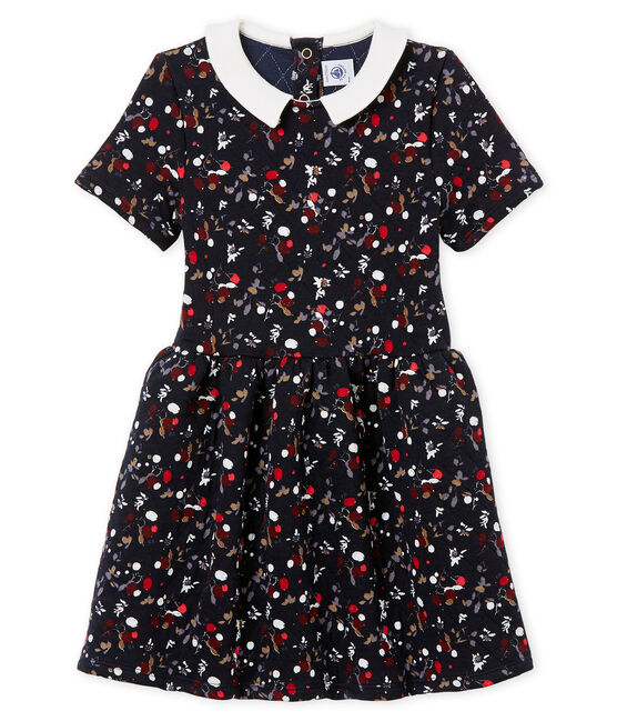 Robe enfant fille manches courtes bleu SMOKING/blanc MULTICO