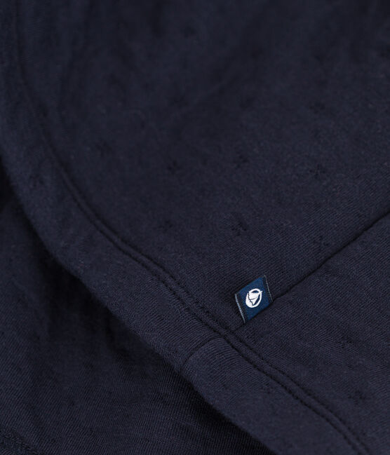 Robe manches longues unie enfant fille bleu SMOKING