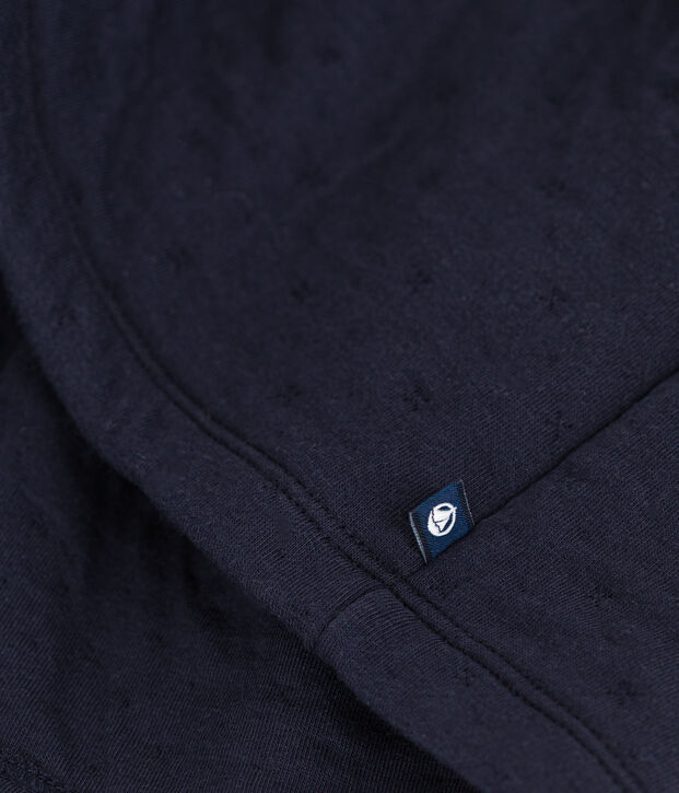 Robe manches longues unie enfant fille bleu marine