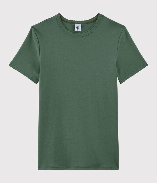 T-shirt col rond iconique en coton Femme vert
