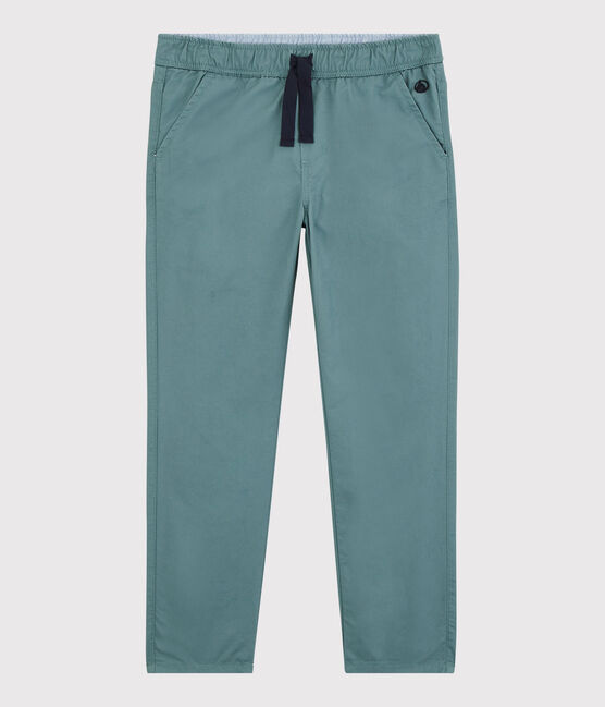 Pantalon regular en serge de coton enfant garçon vert BRUT