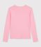 Tee-shirt femme en coton manches longue uni rose clair