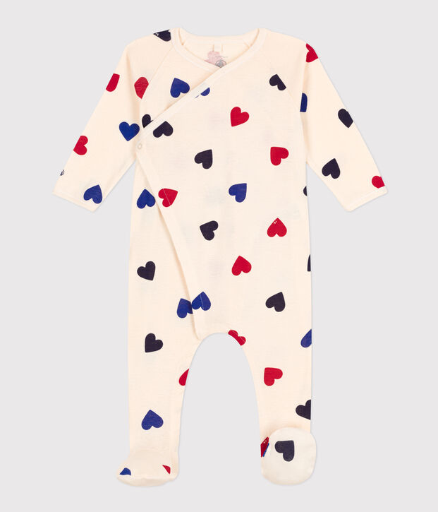 Pyjama c&oelig;ur b&eacute;b&eacute; en coton &eacute;cru/multicouleur