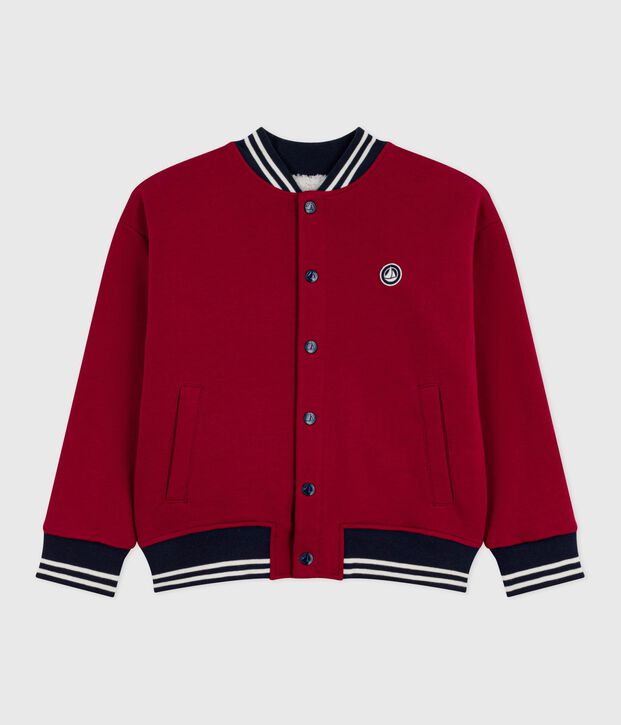 Teddy enfant en coton et sherpa uni rouge