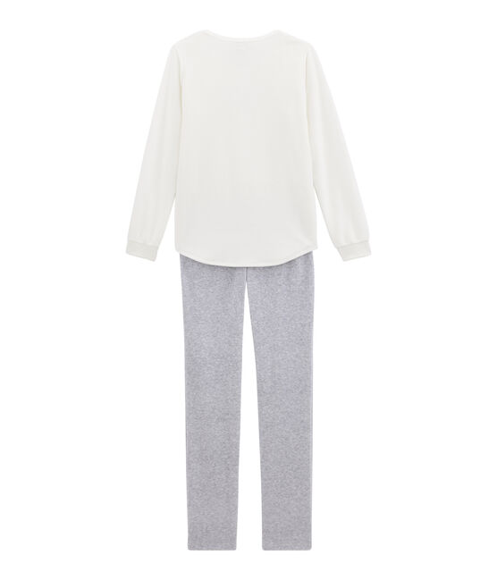 Pyjama fille blanc MARSHMALLOW/gris POUSSIERE