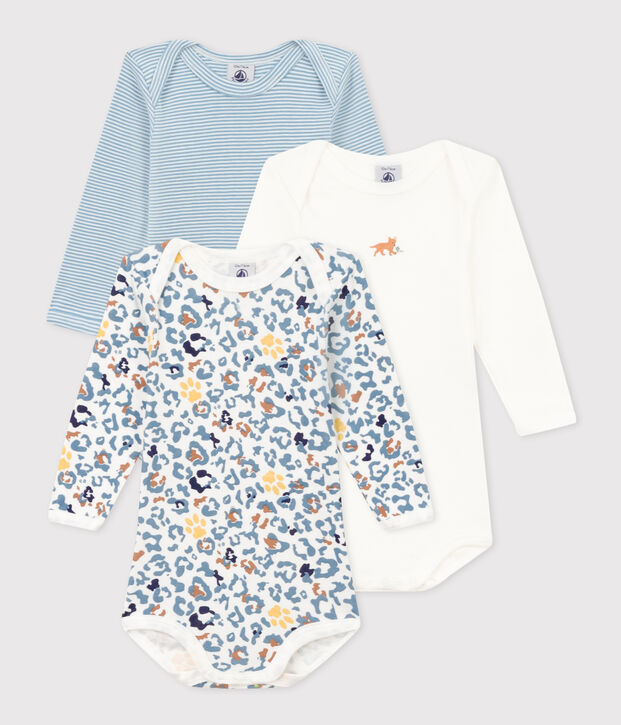 Lot de 3 bodies manches longues b&eacute;b&eacute; en coton multicouleur