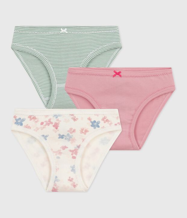 Lot de culottes enfant en coton imprim&eacute; fleurs multicouleur