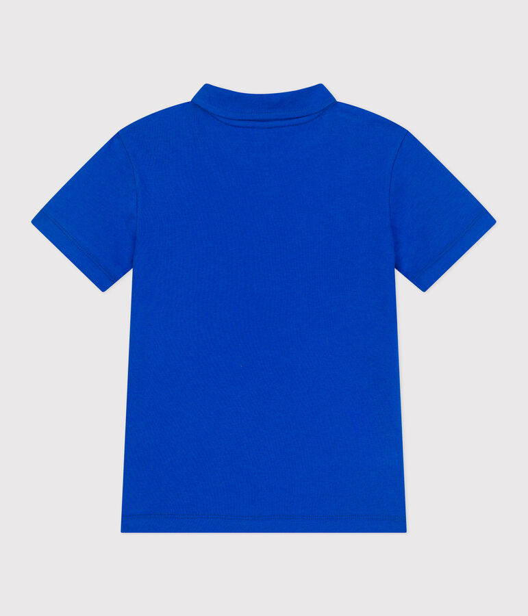 Polo enfant en coton &agrave; manches courtes uni bleu PERSE