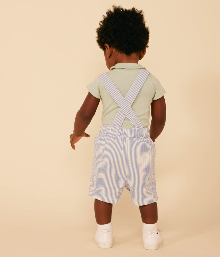 Salopette courte en seersucker b&eacute;b&eacute; GAULOISE/ MARSHMALLOW