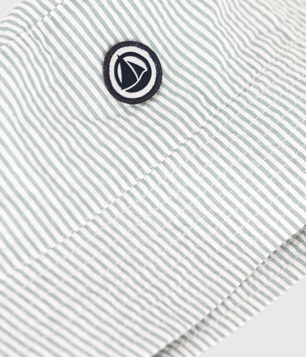 BOB EN COTON SEERSUCKER VERT ENFANT GARCON blanc/vert