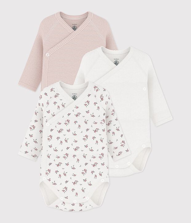 Lot de bodies crois&eacute;s manches longues en coton imprim&eacute; b&eacute;b&eacute; multicouleur