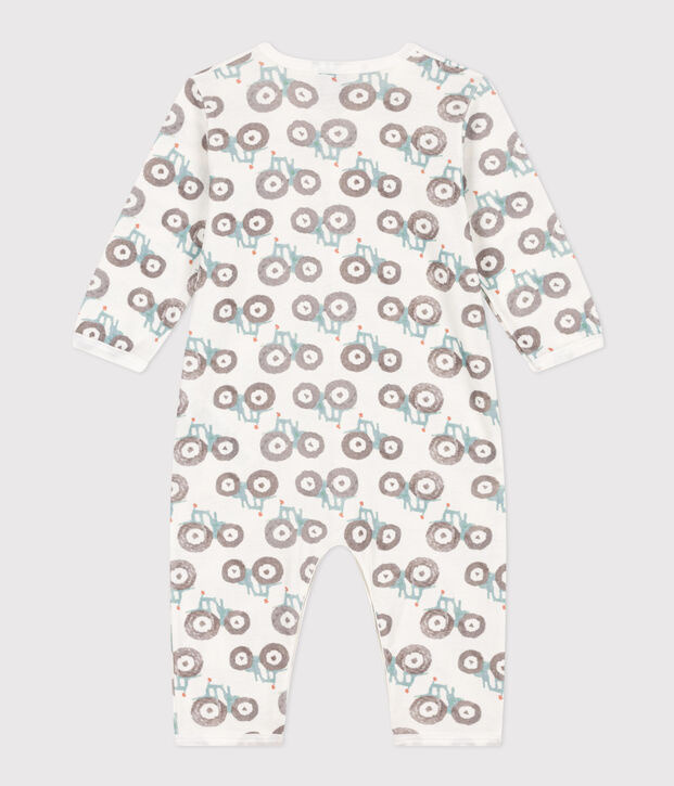 Pyjama b&eacute;b&eacute; sans pieds en coton blanc/multicouleur