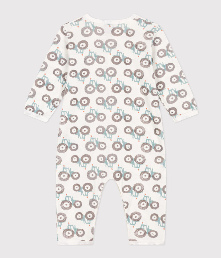 Pyjama b&eacute;b&eacute; sans pieds en coton blanc MARSHMALLOW/blanc MULTICO