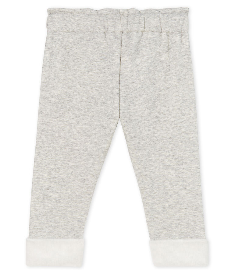 Pantalon b&eacute;b&eacute; fille en maille velours gris