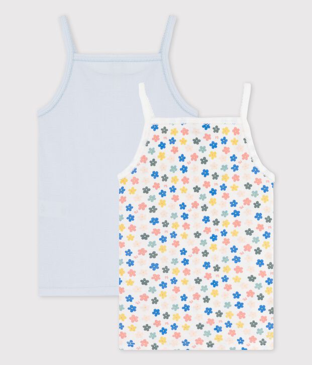 Lot de 2 chemises &agrave; bretelles fleurs r&eacute;tro phosphorescents petite fille en coton multicouleur
