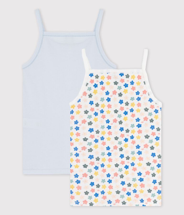 Lot de 2 chemises &agrave; bretelles fleurs r&eacute;tro phosphorescents petite fille en coton variante 1