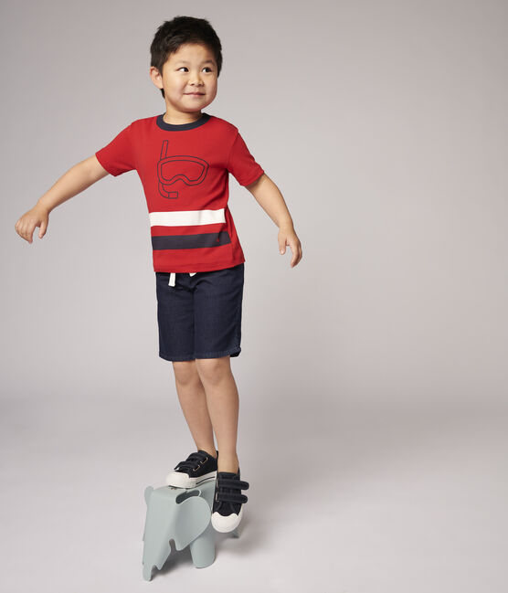 Tee-shirt manches courtes en coton enfant garçon rouge TERKUIT
