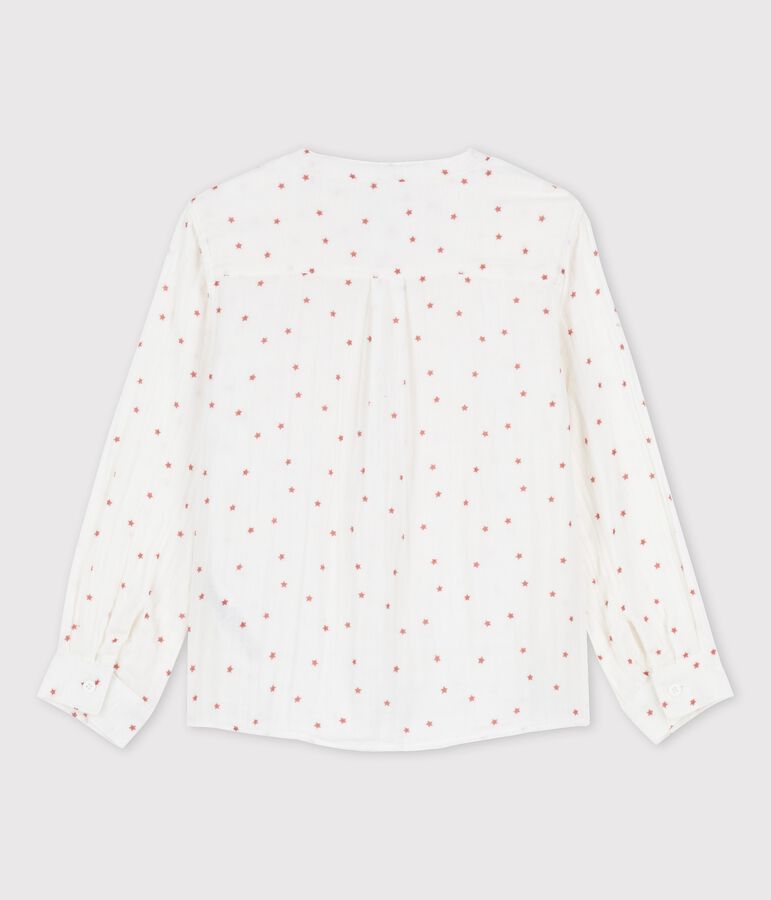 Chemise imprim&eacute;e en gaze de coton enfant gar&ccedil;on blanc MARSHMALLOW/rouge OMBRIE