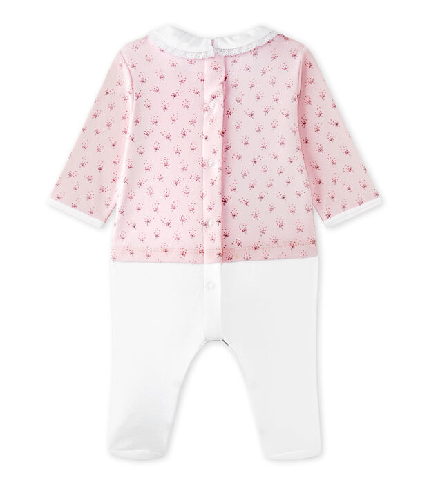Combinaison guimpe b&eacute;b&eacute; fille bi-mati&egrave;re rose/multicouleur