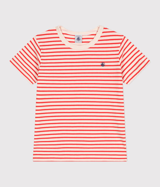 Teeshirt enfant en coton manches courtes à rayures rouge AVALANCHE/ SPICY