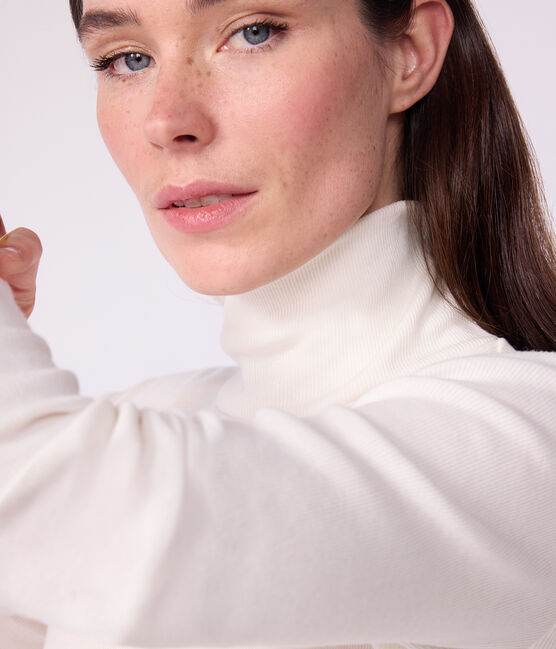 Sous-pull femme l'iconique en laine et coton écru MILK