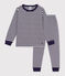 Pyjama enfant en tubique &agrave; rayures bleu/&eacute;cru