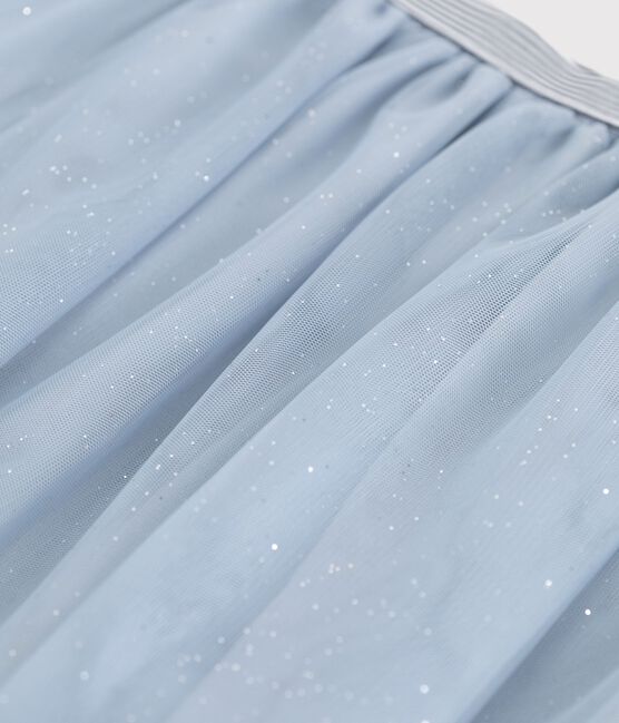 Jupe en tulle enfant unie pailletée bleu CO2/ ARGENT