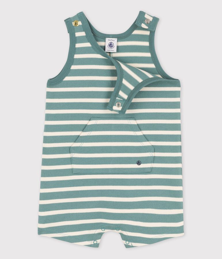 Combinaison courte en jersey &eacute;pais b&eacute;b&eacute; vert/&eacute;cru