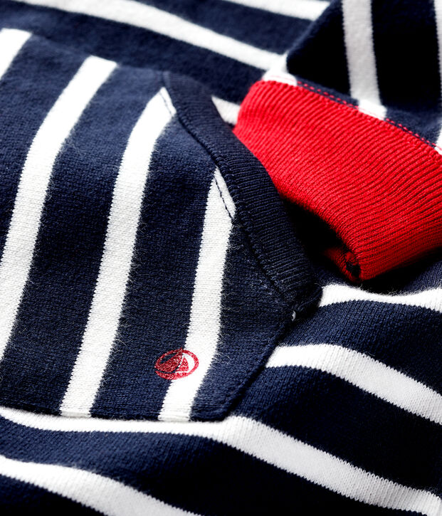 Combinaison longue b&eacute;b&eacute; gar&ccedil;on bleu/blanc