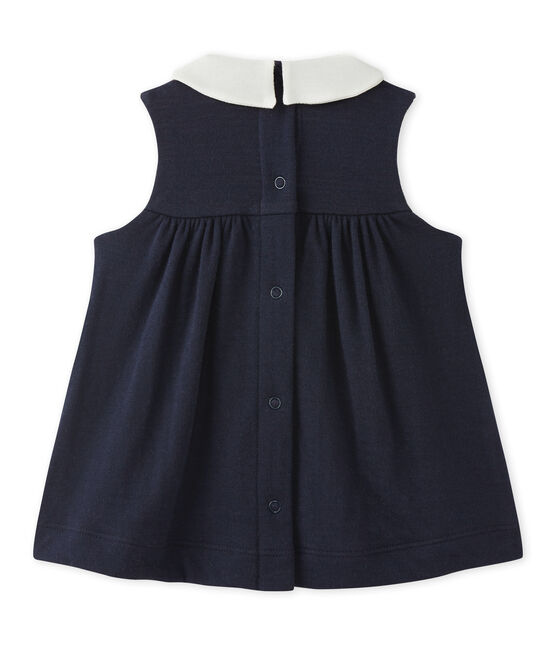 Robe bébé fille sans manches en tubique bleu SMOKING