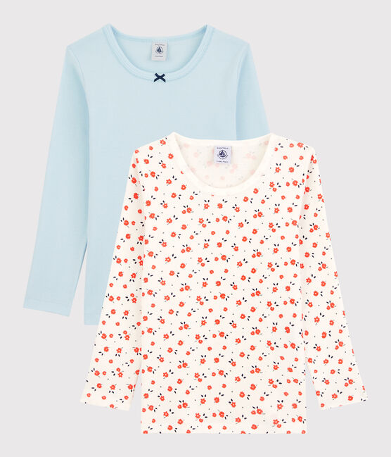Lot de 2 tee shirts manches longues imprimé fleuri petite fille en coton biologique variante 1