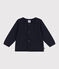 Cardigan bébé en tricot de coton uni bleu SMOKING
