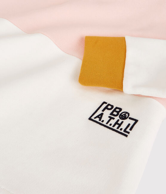 Sweatshirt à capuche en molleton enfant fille rose MINOIS/blanc MARSHMALLOW