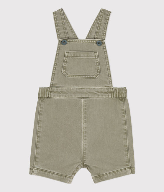 Salopette courte bébé en denim vert MARECAGE