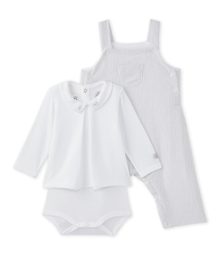 Ensemble b&eacute;b&eacute; gar&ccedil;on 2 pi&egrave;ces blanc/beige