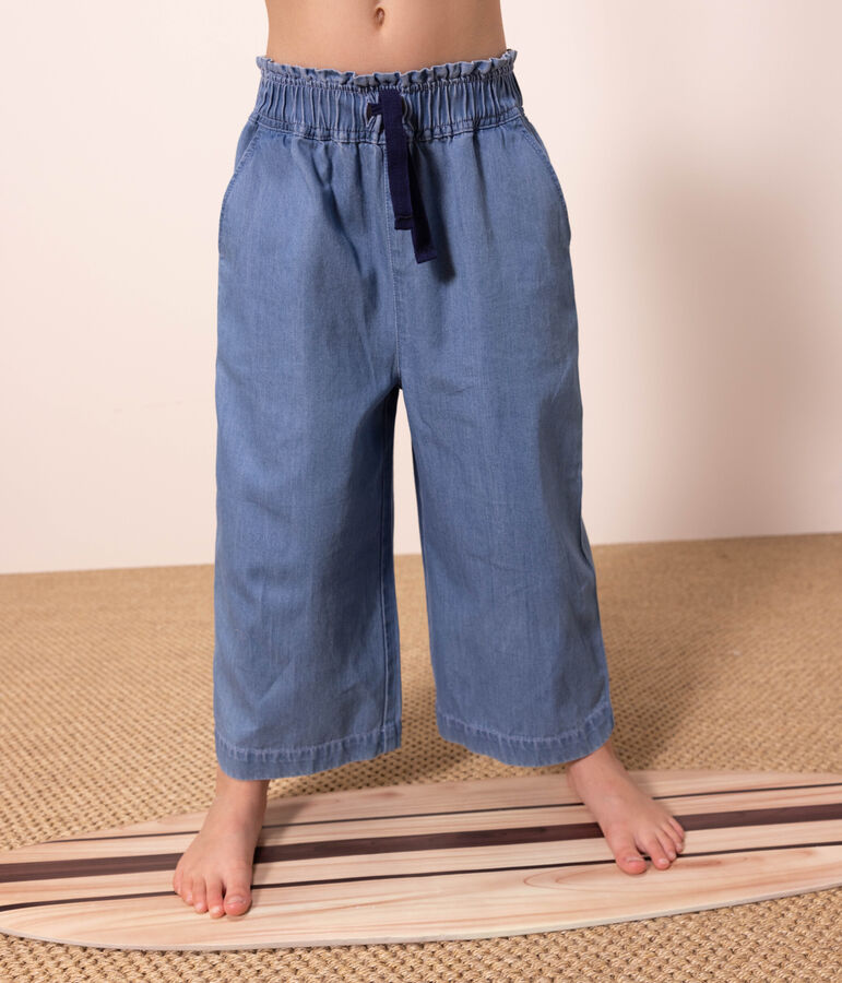 Pantalon large en denim l&eacute;ger enfant fille bleu DENIM CLAIR