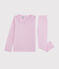 Pyjama rayé petite fille en coton et Lyocell rose BOHEME/blanc MARSHMALLOW