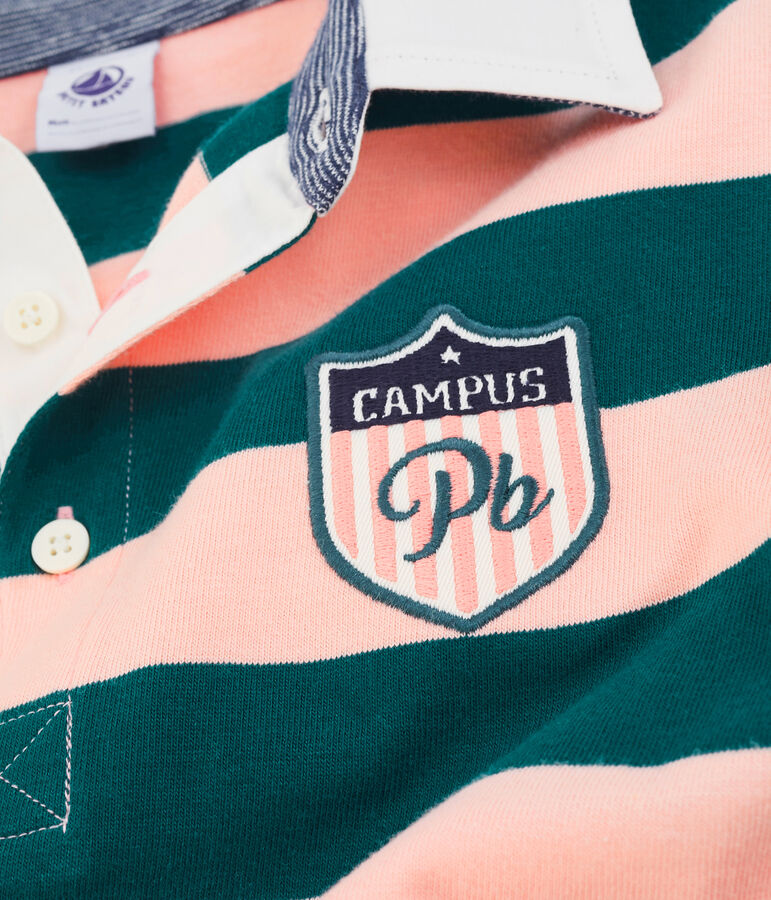 Rugby polo enfant gar&ccedil;on vert/rose