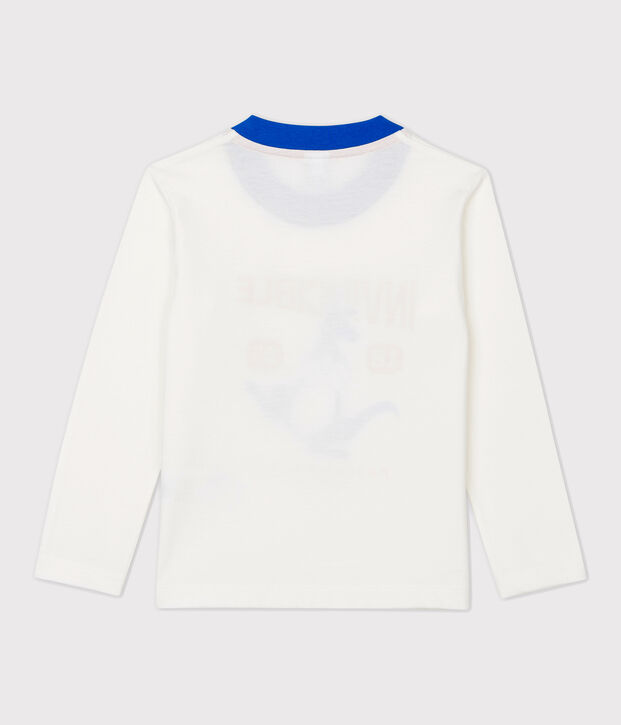 Tee-shirt manches longues en coton enfant gar&ccedil;on blanc