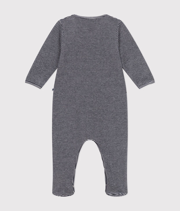 Pyjama en velours b&eacute;b&eacute; bleu/blanc