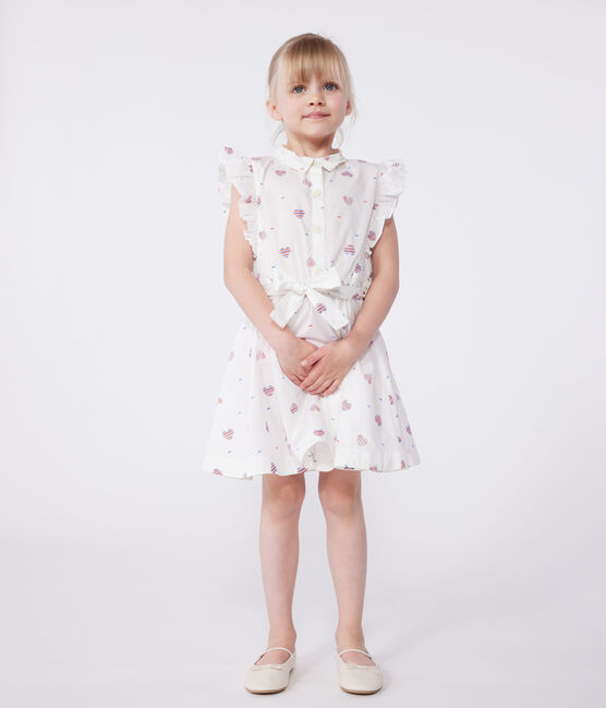 Robe enfant sans manches en coton cœurs blanc AVALANCHE/ MULTICO