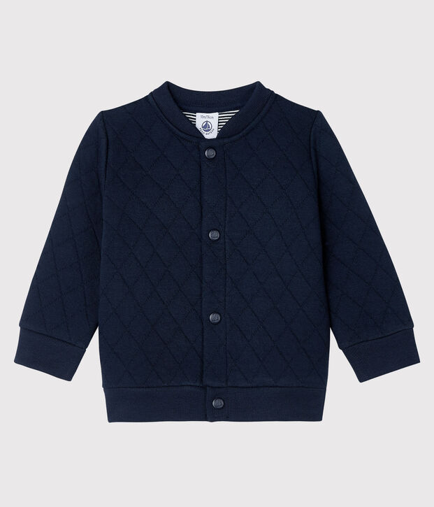 Cardigan b&eacute;b&eacute; gar&ccedil;on en tubique matelass&eacute; bleu marine