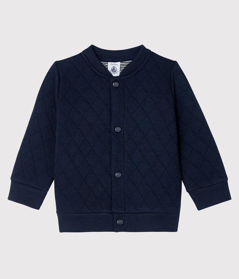 Cardigan b&eacute;b&eacute; gar&ccedil;on en tubique matelass&eacute; bleu